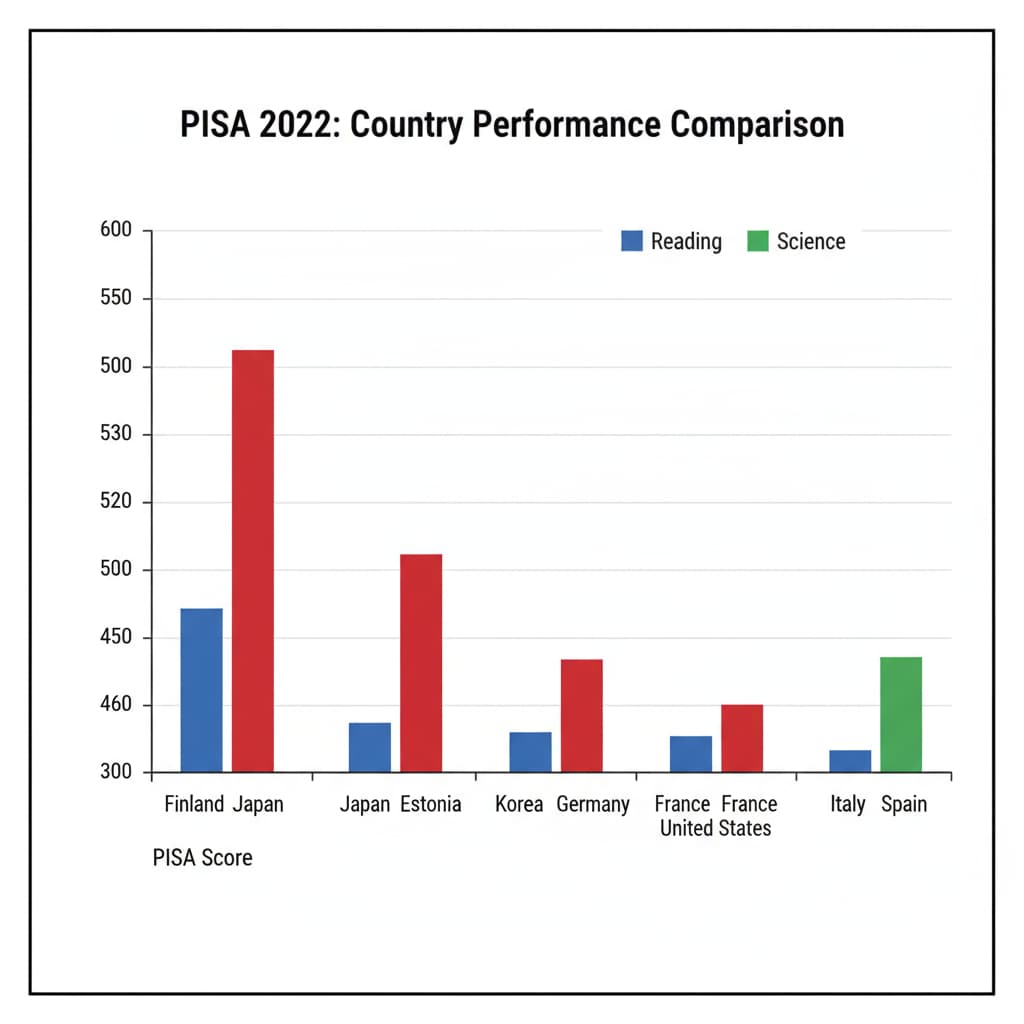 Graph of PISA results for different countries in educational assessment