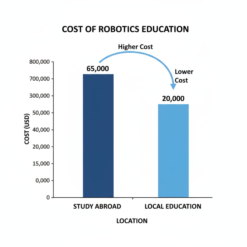 Graph comparing the cost of studying robotics overseas and locally in relation to education planning