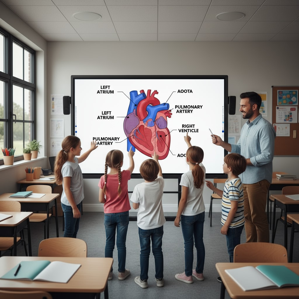 Interactive whiteboard promoting classroom engagement and educational technology use.