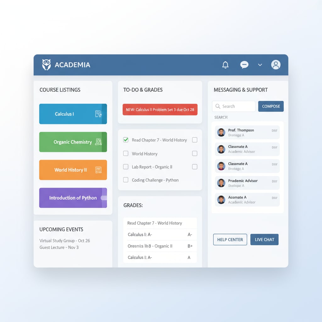 Learning Management System interface facilitating educational technology and classroom engagement.