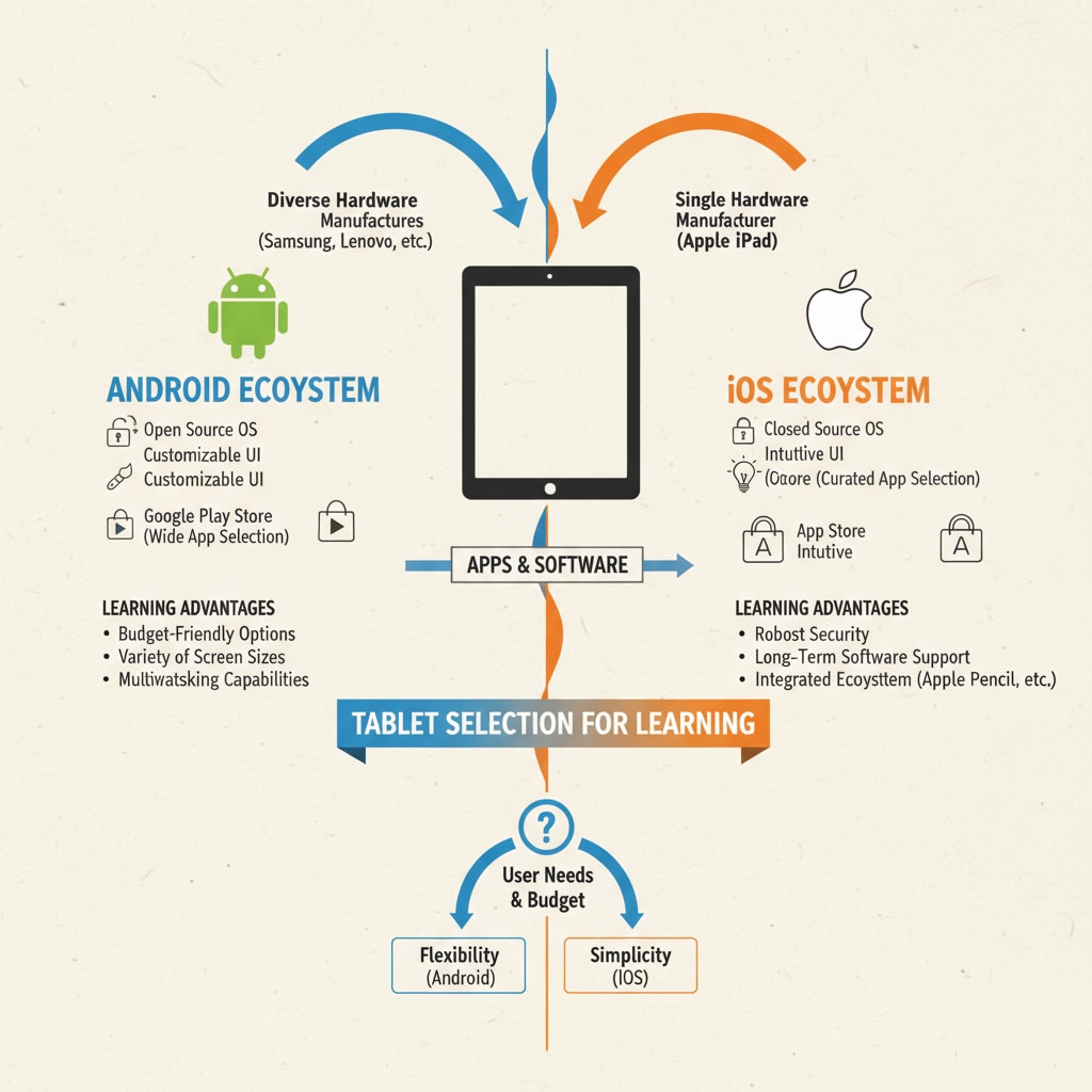 Graphical representation of Android and iOS ecosystems for tablet selection considering learning needs and durability