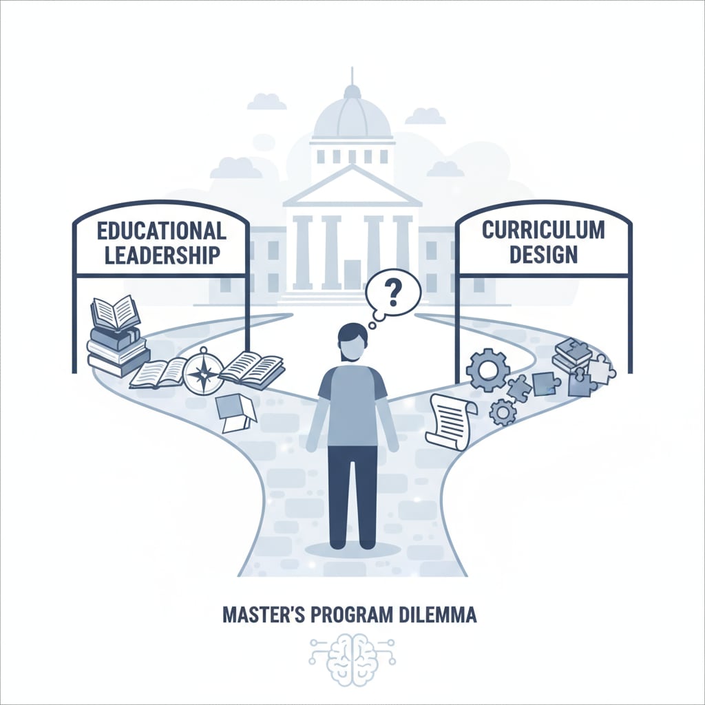 Illustration of the choice between educational leadership and curriculum design in educational master programs related to career development