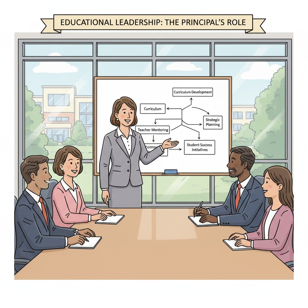 Photo of a school principal in a meeting related to educational leadership and career development