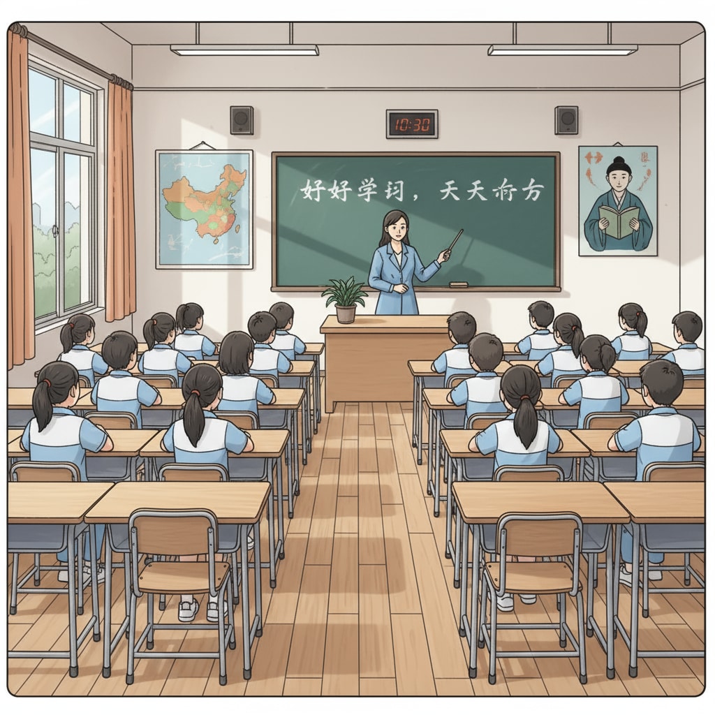 A classroom scene in the Chinese education system emphasizing knowledge accumulation.