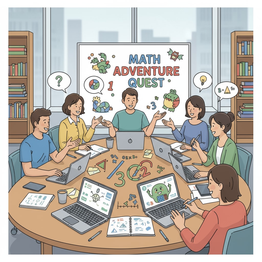Game developers brainstorming ideas for the prototype of a math education game.