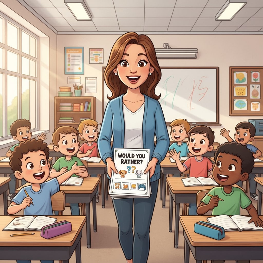 Teacher distributing 