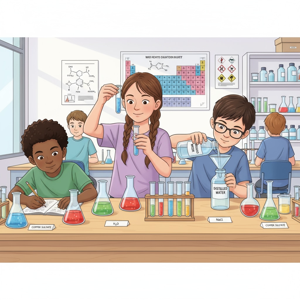 K12 students conducting chemistry experiment for research and career exploration