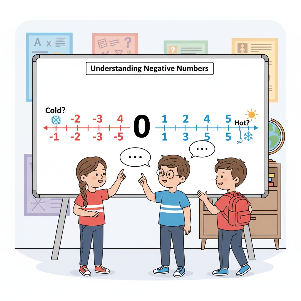 Fourth graders using number lines to enhance their understanding of negative numbers, highlighting their mathematical comprehension.
