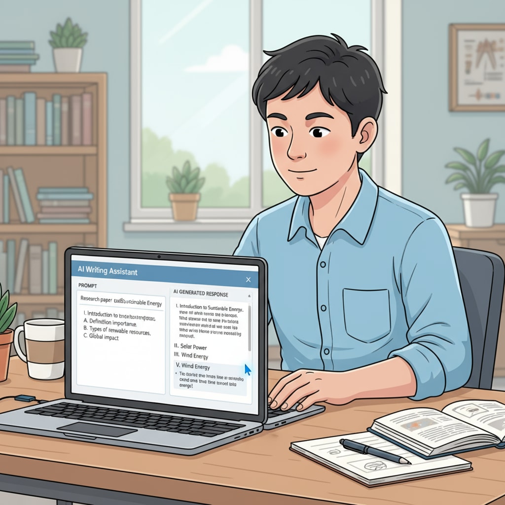 Student using an AI writing tool, raising questions about assignment authenticity