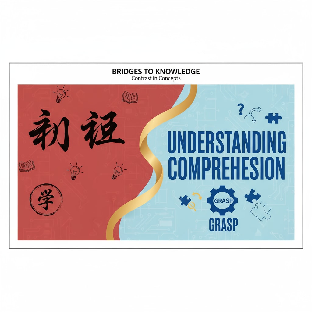 Comparison of Chinese and English language symbols representing knowledge and understanding