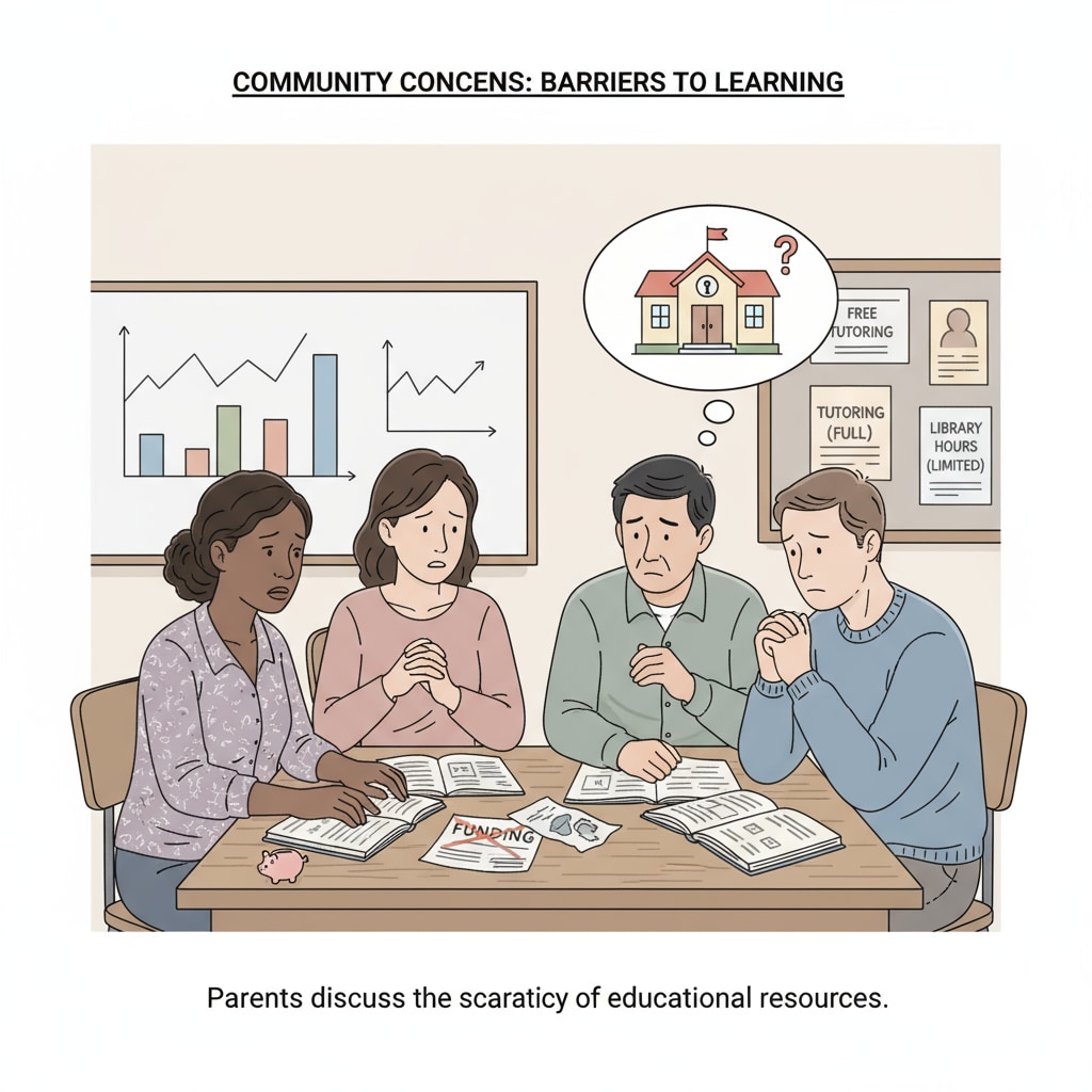 Low-income family parents expressing concerns about educational resources for their children