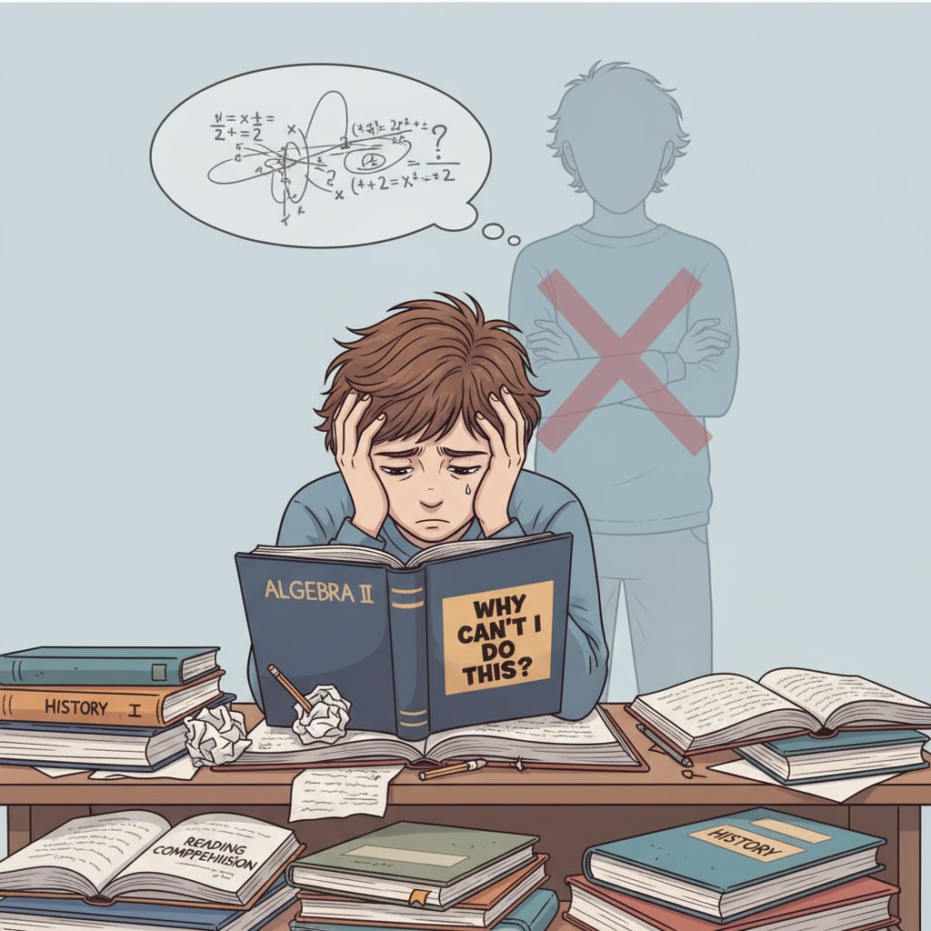 A student experiencing self-denial due to learning difficulties and cognitive barriers