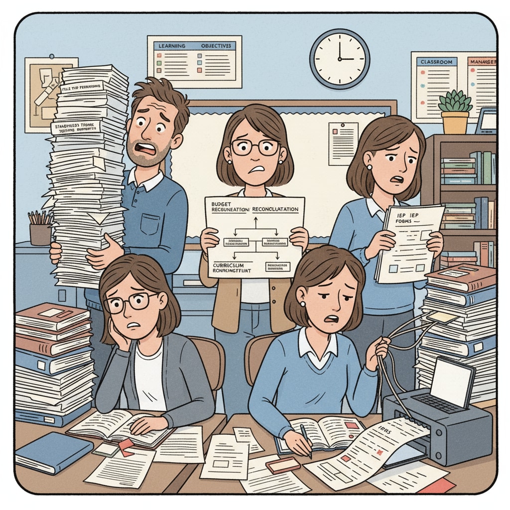 K12 teachers under pressure from administrative tasks including data documentation and micromanagement