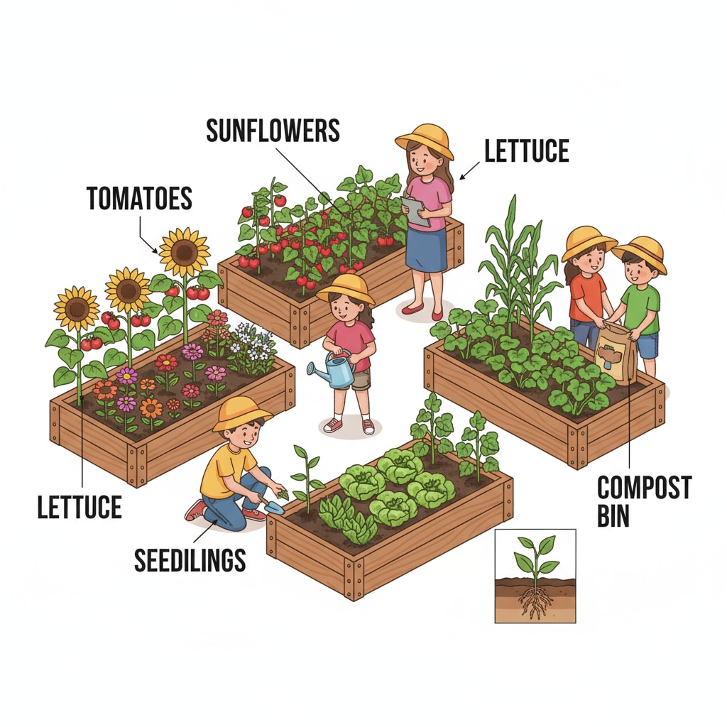 A school garden serving as an educational tool for hands-on learning