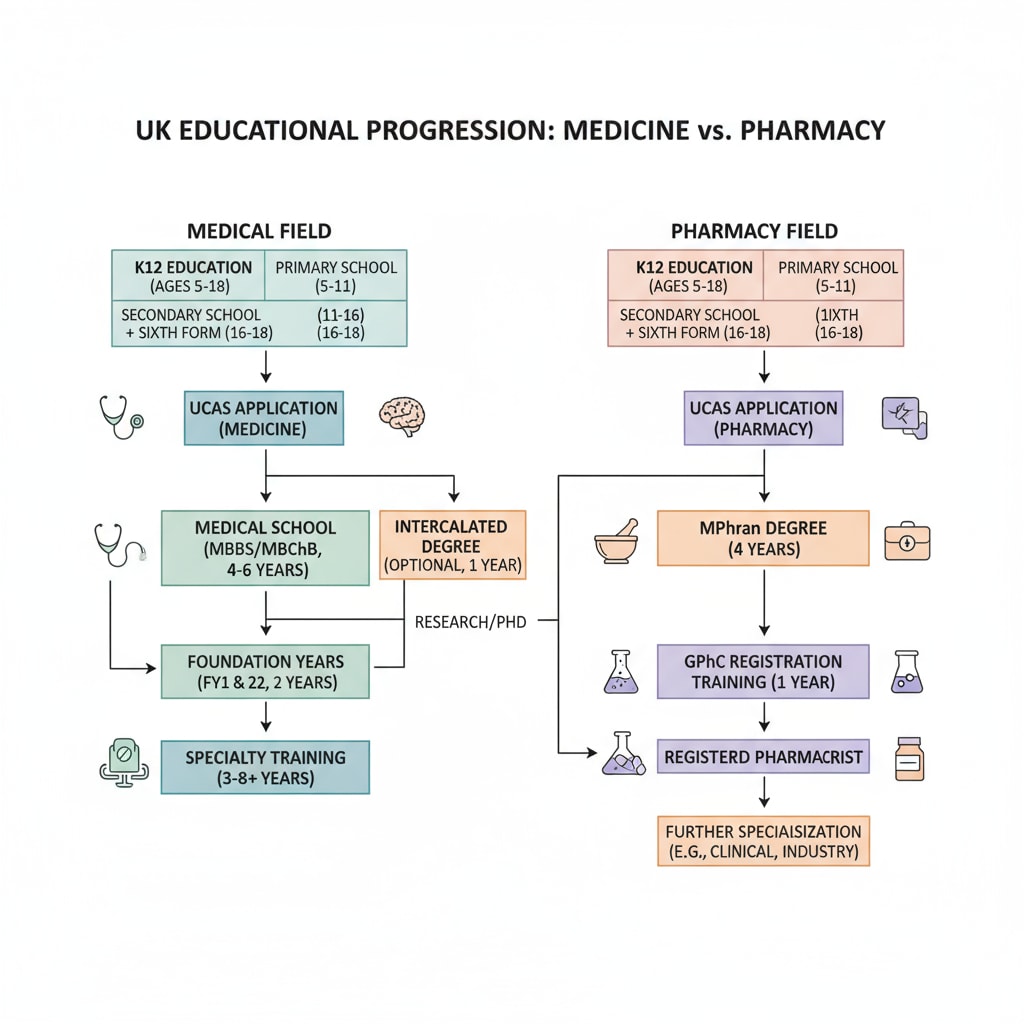 Comparison of medical and pharmacy educational pathways in UK education