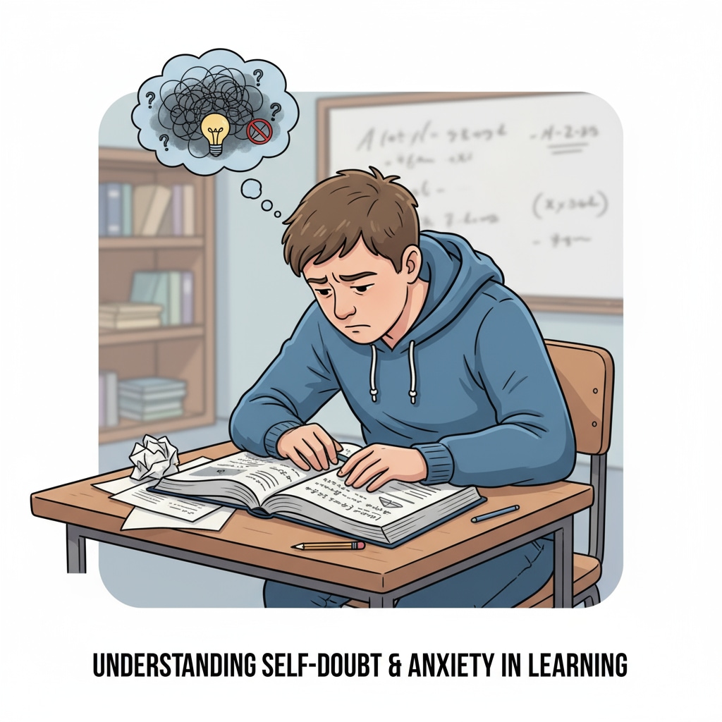 A student showing signs of learning-related anxiety and self-doubt.