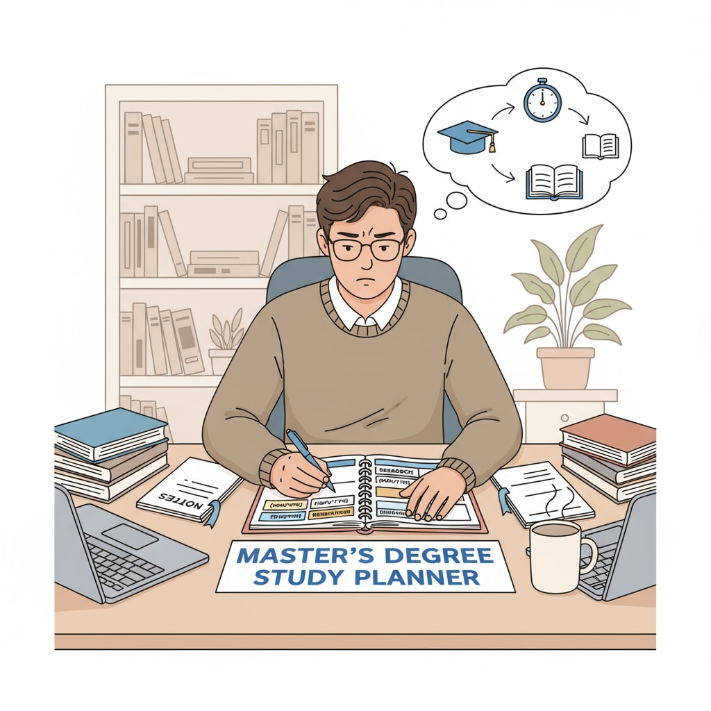 Student managing study time for master's degree to handle workload and stress