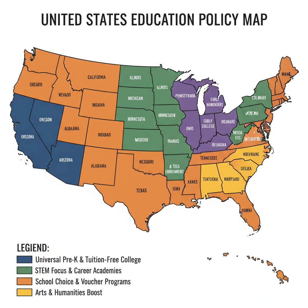 Map showing education policy differences in US regions related to the Civic Education Alliance