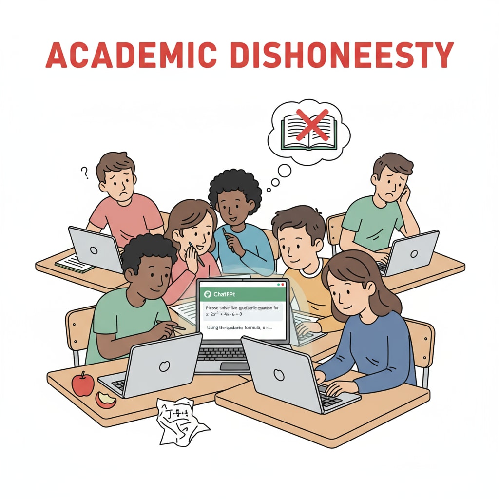 Students potentially cheating using ChatGPT in a classroom setting
