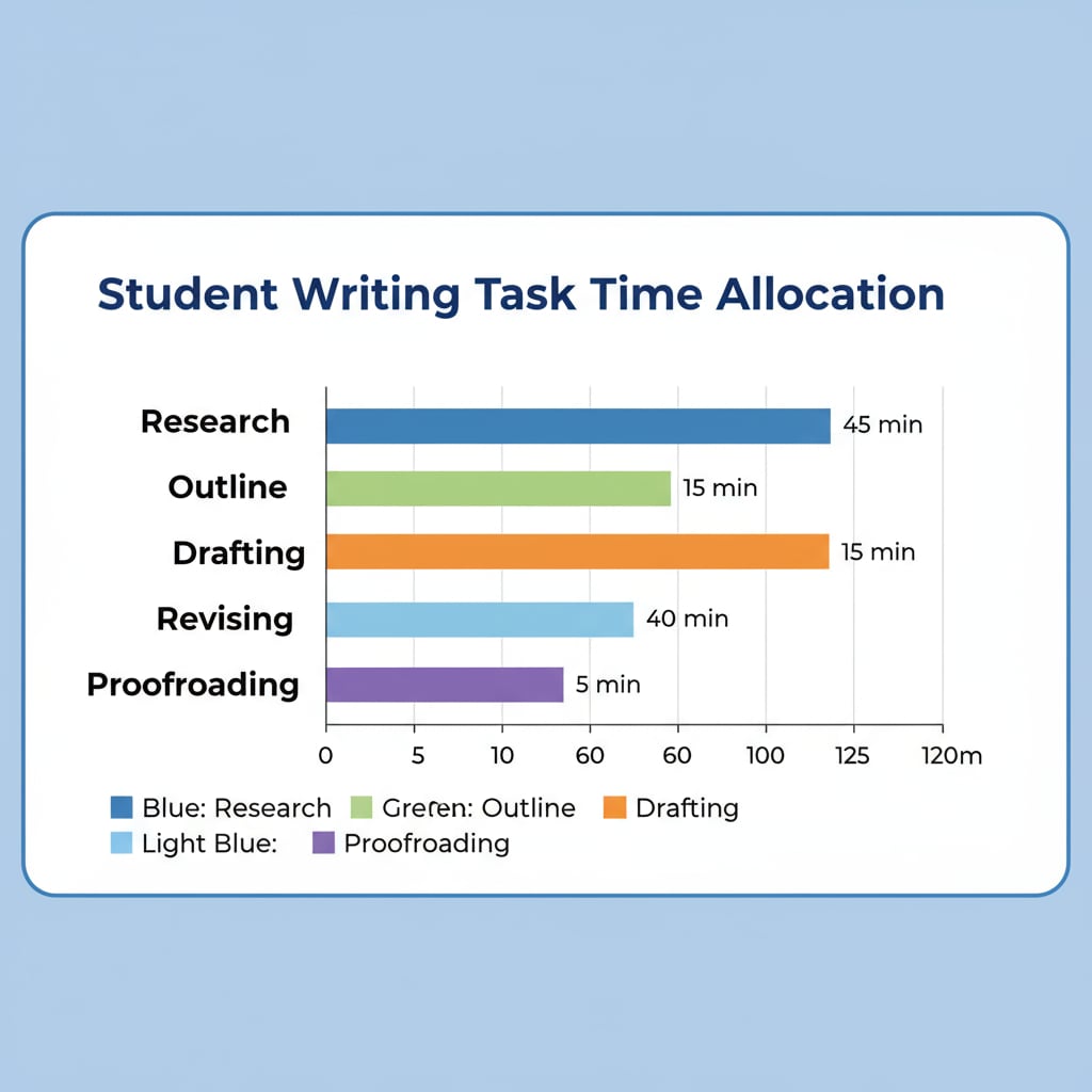 Graph of student's time allocation during writing task for understanding behavior and offering support