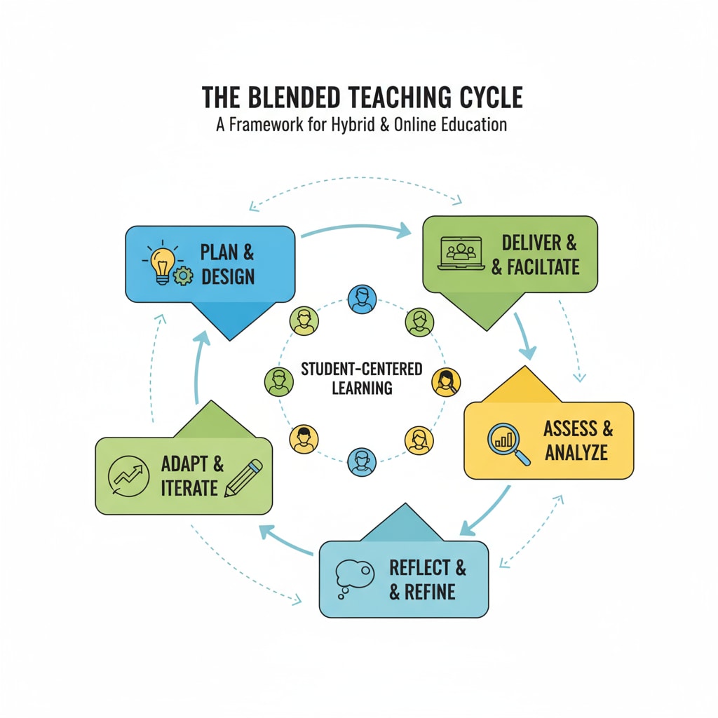 Visual representation of the Blended Teaching Cycle theory model