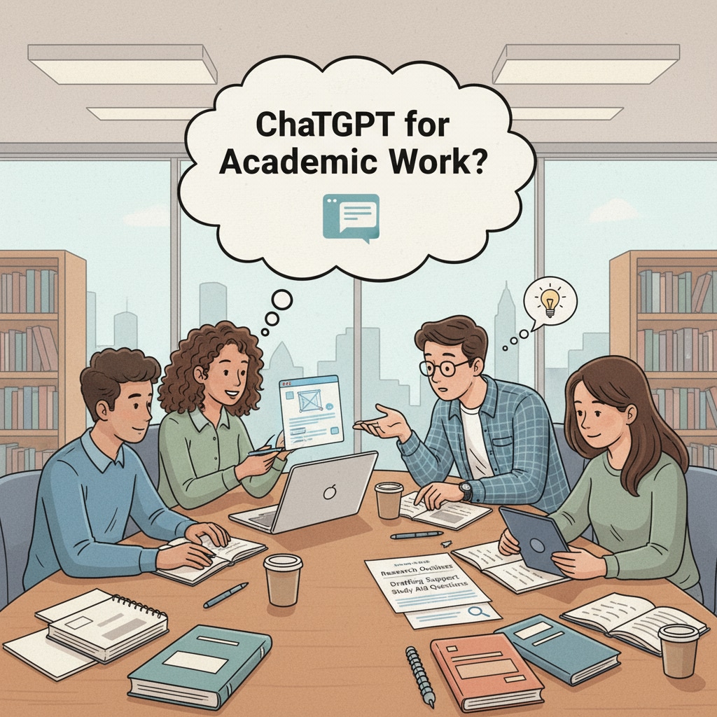 Students discussing the use of ChatGPT in an academic setting