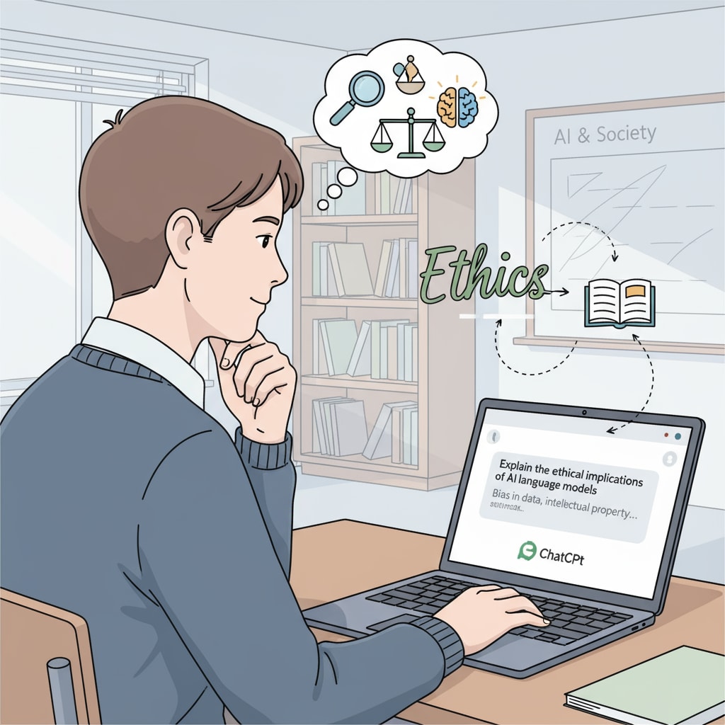 A student pondering the ethical implications of using ChatGPT