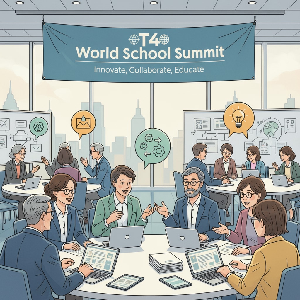 Educators engaged in discussions at the T4 World School Summit related to fundraising, networking, and Middle Eastern etiquette