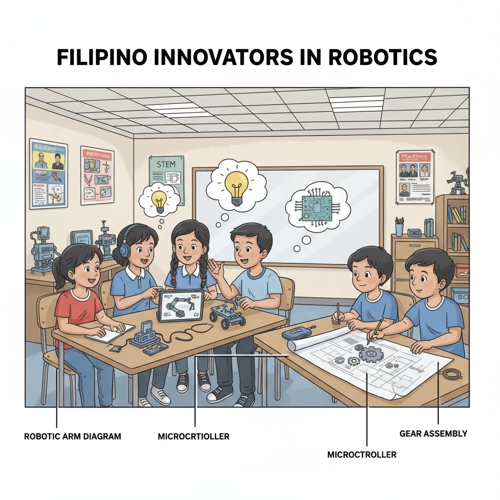 Filipino students discussing robotics projects in the context of education, study abroad, and career planning