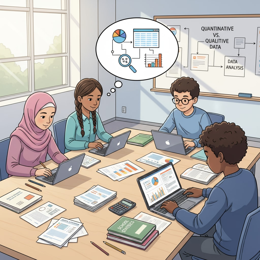 Students taking an assessment for school statistics data