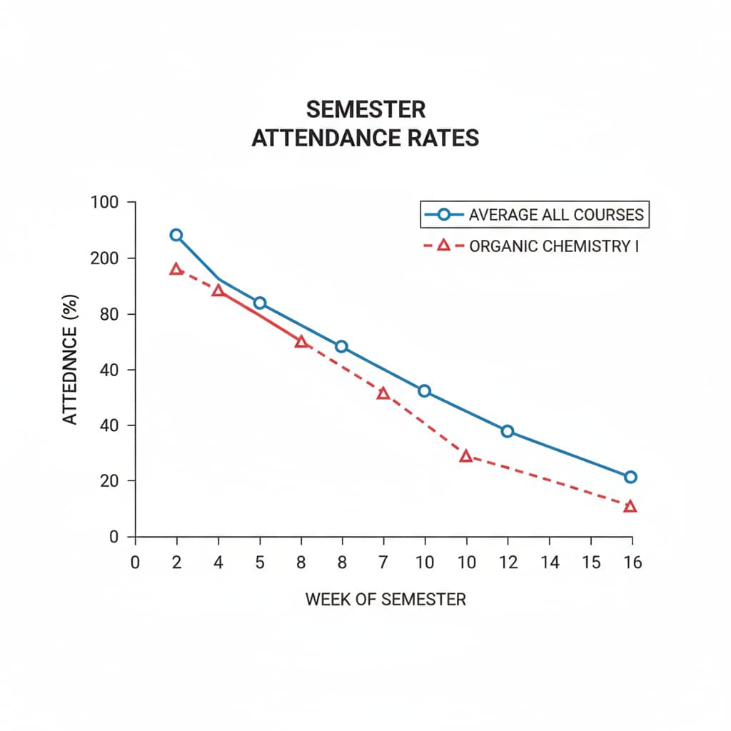 Graph of attendance rates for school statistics