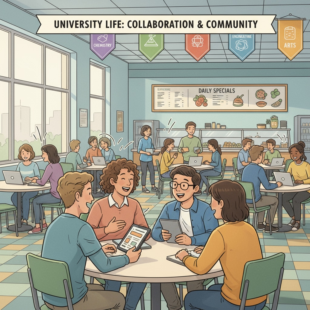 Students socializing during the university transition, an important part of adapting to the new environment.