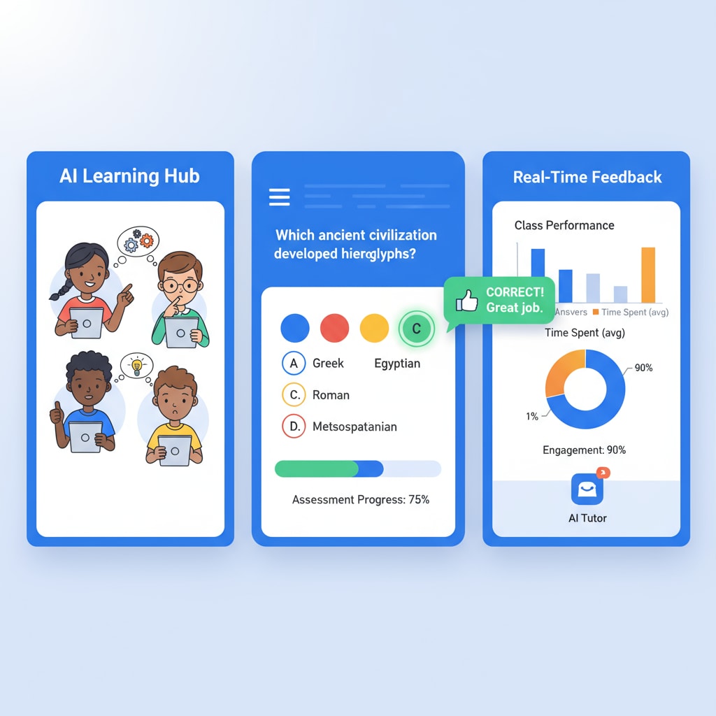 Students engaged in an interactive assessment with the help of an AI tool for education and learning assistance.