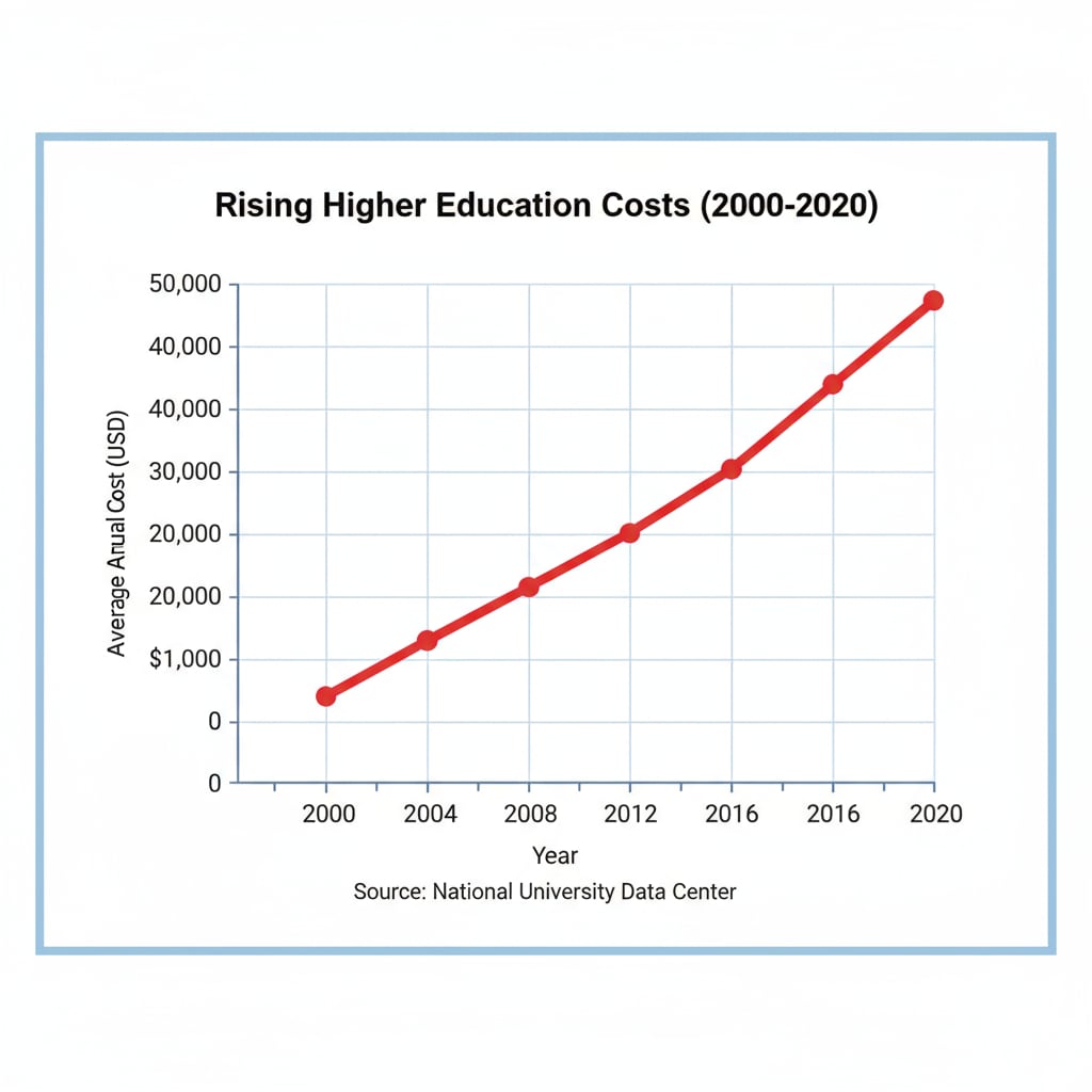 A graph showing the increasing cost of higher education over the years