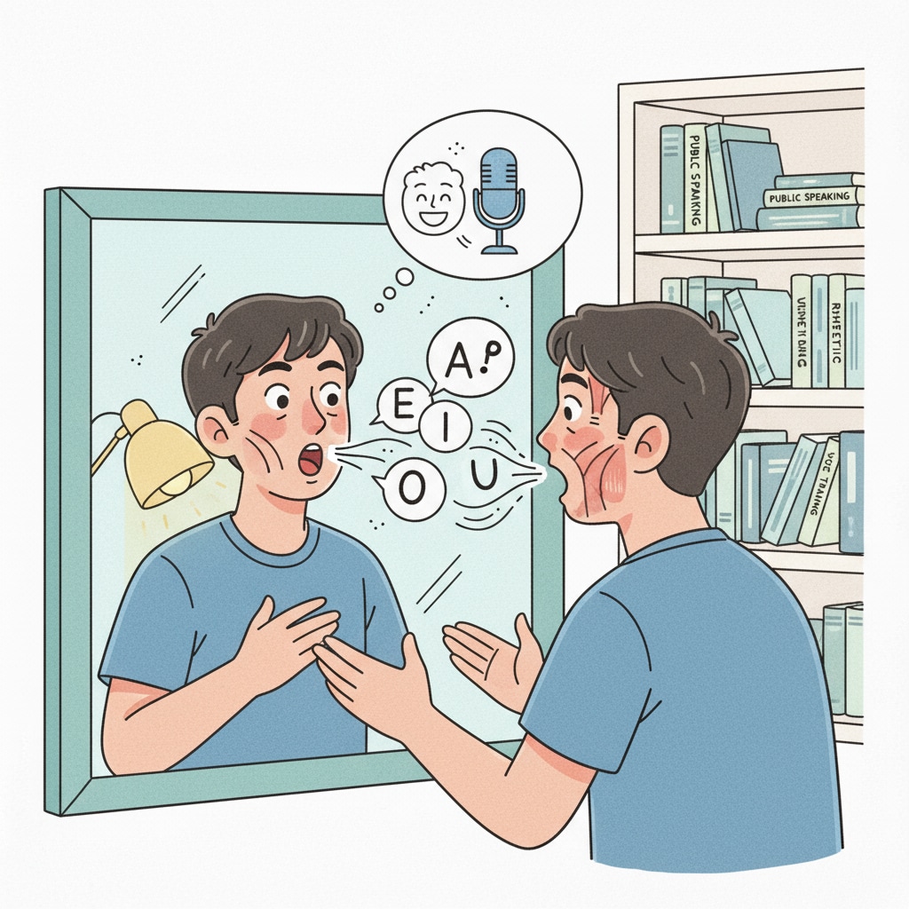 A person practicing short-term communication skills improvement for an interview.