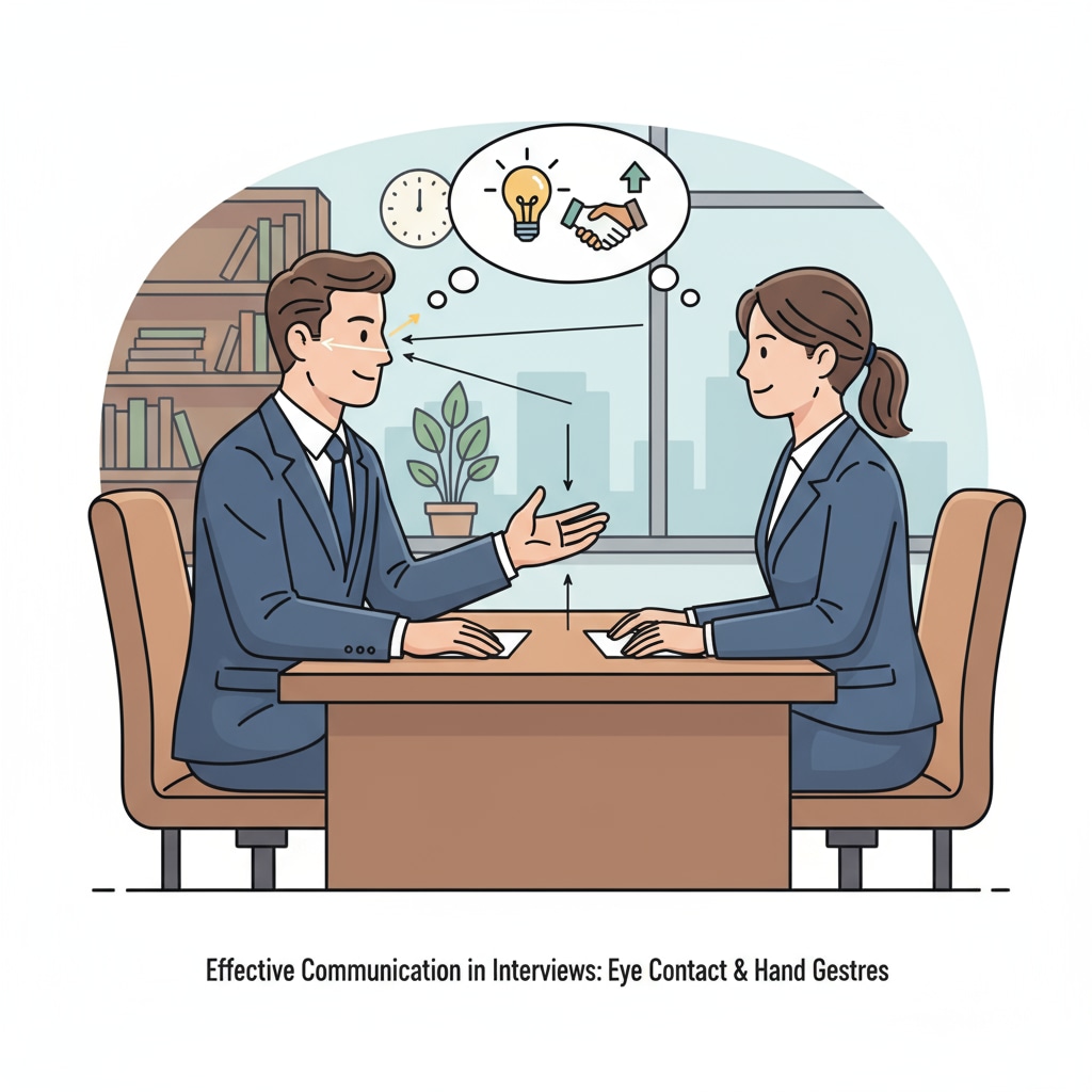 A person demonstrating non-verbal communication skills during an interview for short-term improvement.