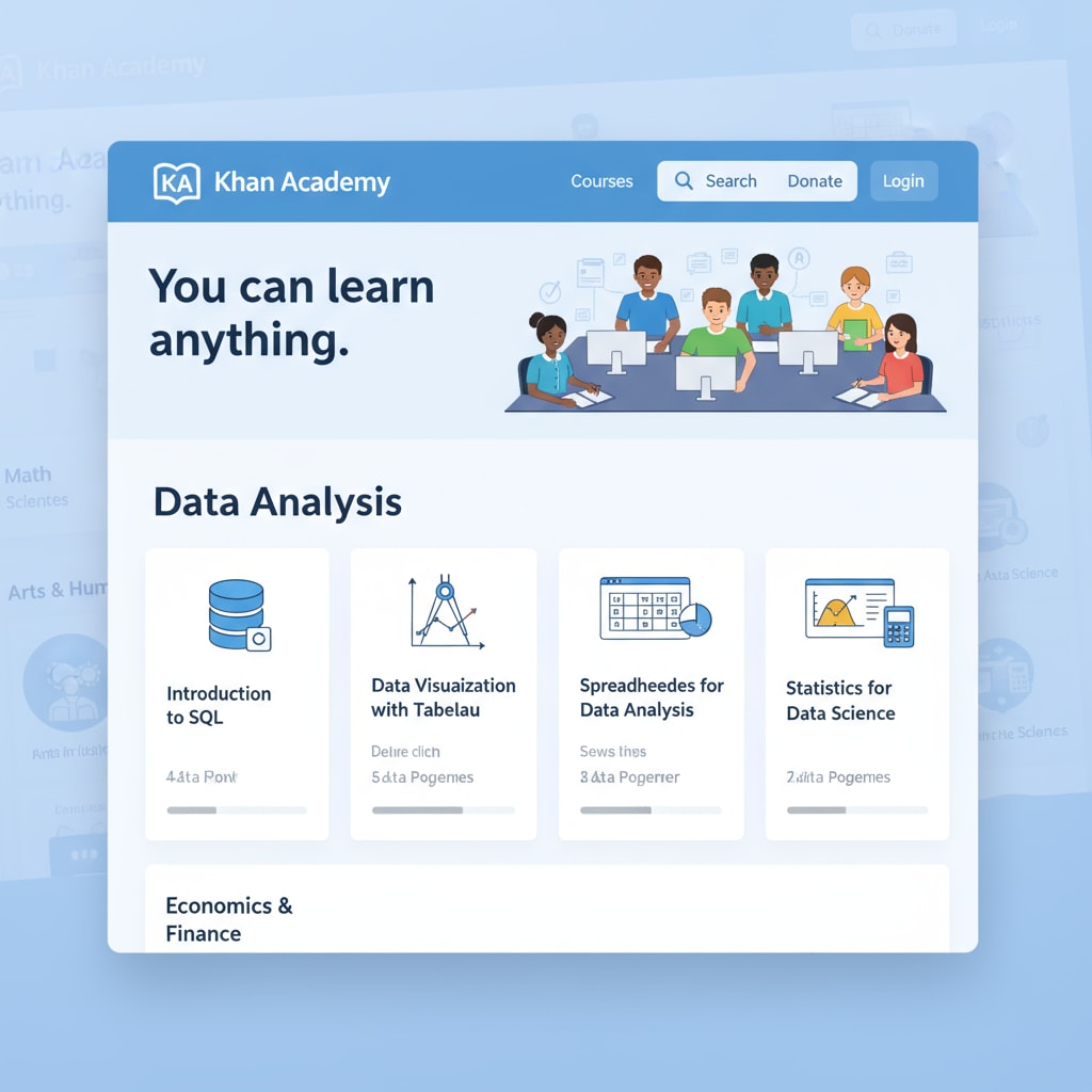 Free data analysis courses on Khan Academy for K12 students