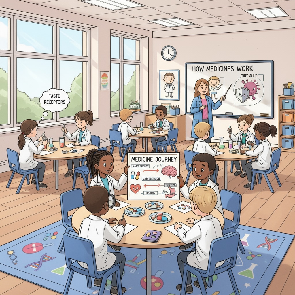 Students in a UK K12 science class relevant to postgraduate pharmacy programs and healthcare degrees