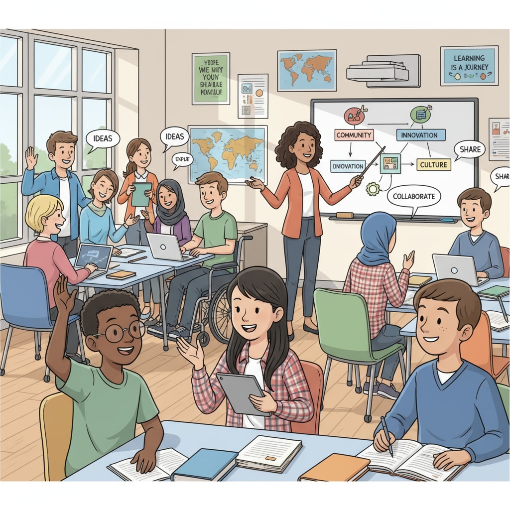 Diverse students in a classroom engaged in a discussion in school education