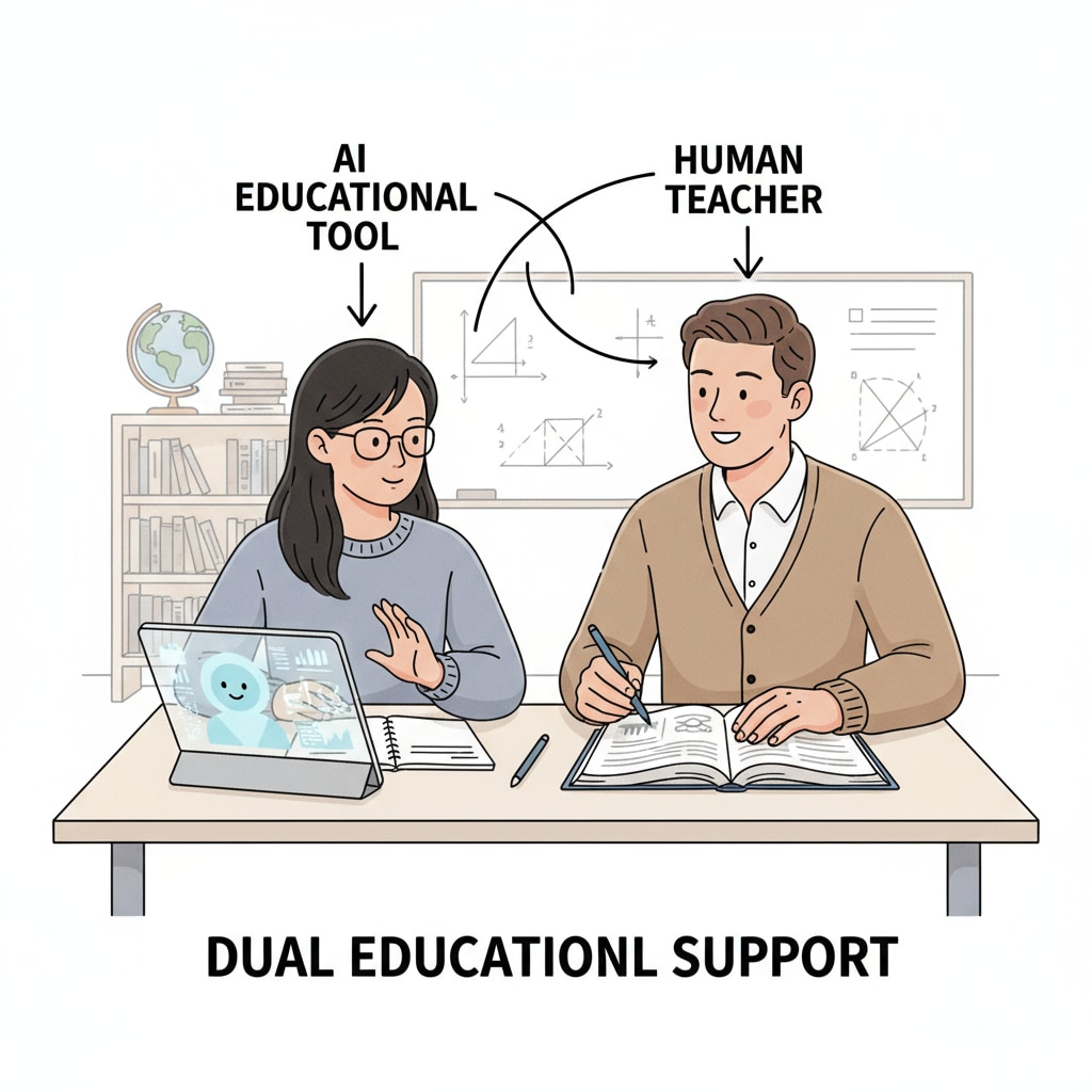 An illustration of AI therapy and human therapy for K12 students