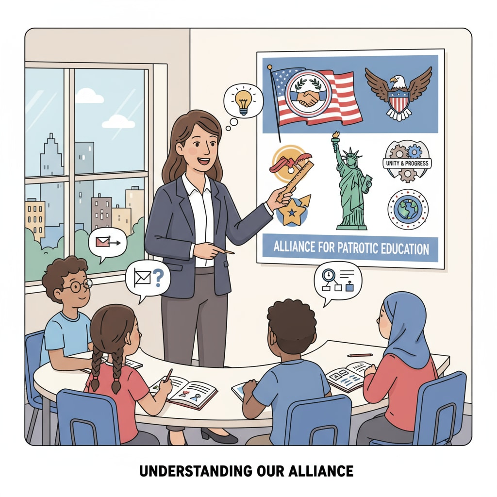 Teacher explaining patriotic symbols as part of the US Department of Education's Civic Education Alliance