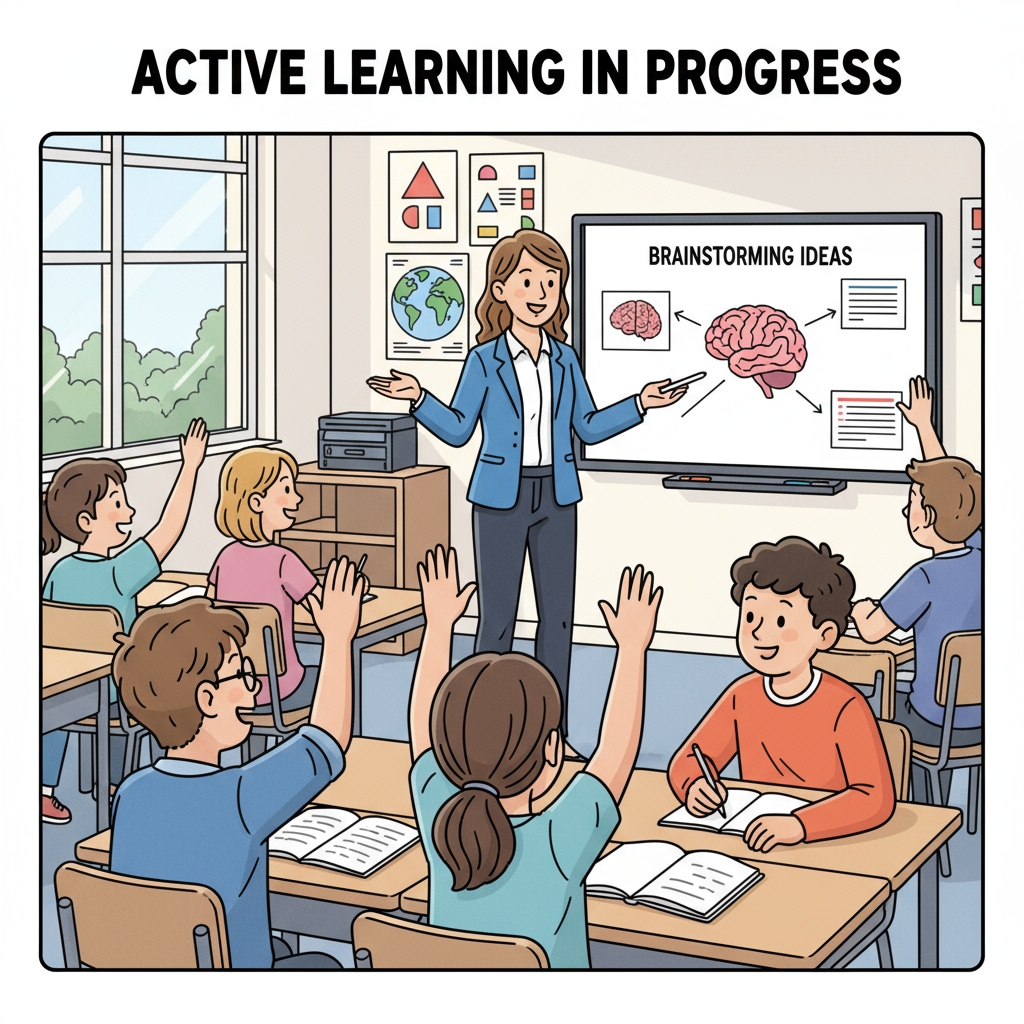 Classroom discussion showcasing communication skills, dialogue, and active listening among teacher and K12 students