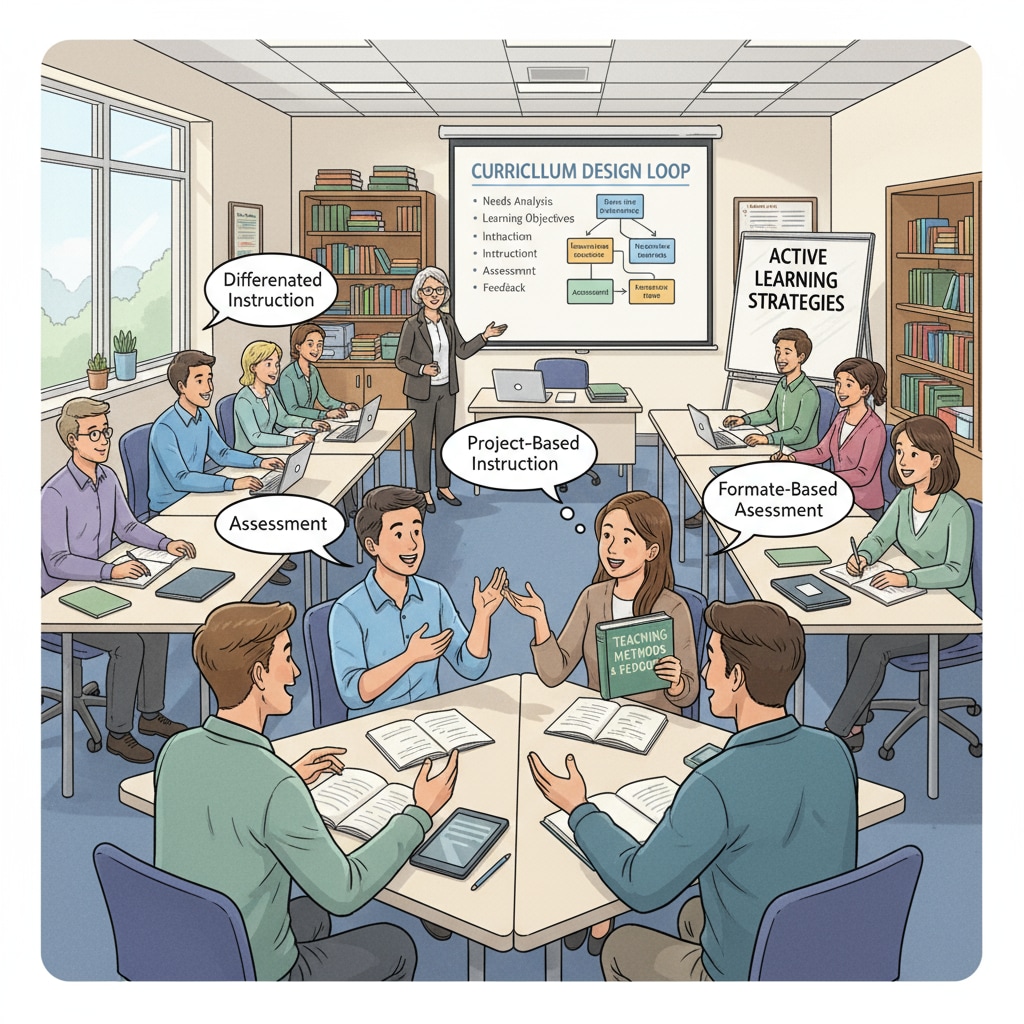 Classroom discussion in a professional school related to pedagogy, curriculum goals, and teaching assessment