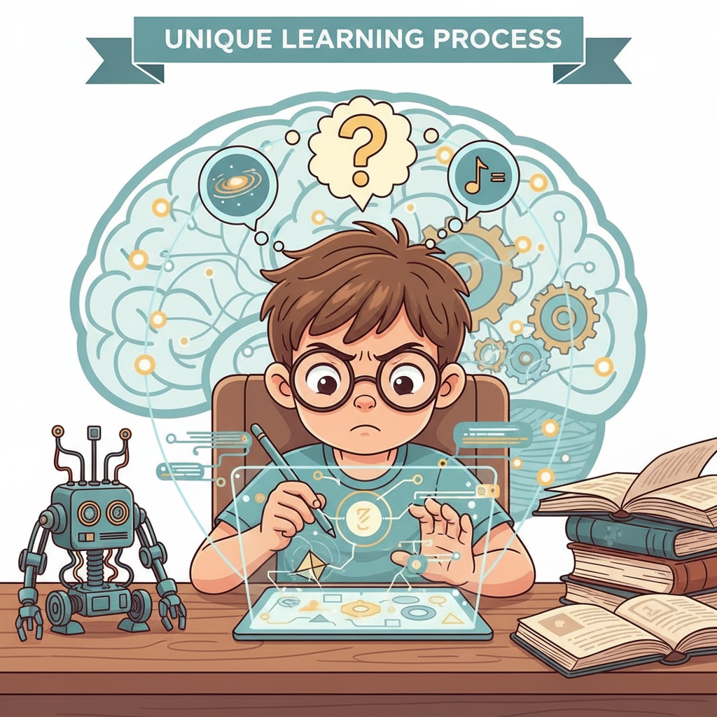 A child with 2e traits concentrating on a task during school change