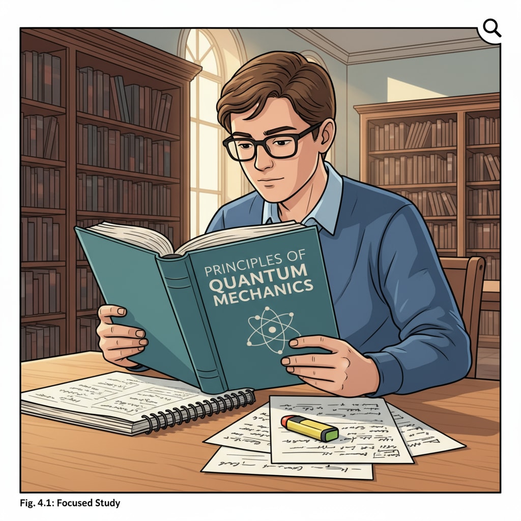A student with no prior science background studying hard for their environmental science degree in the library.