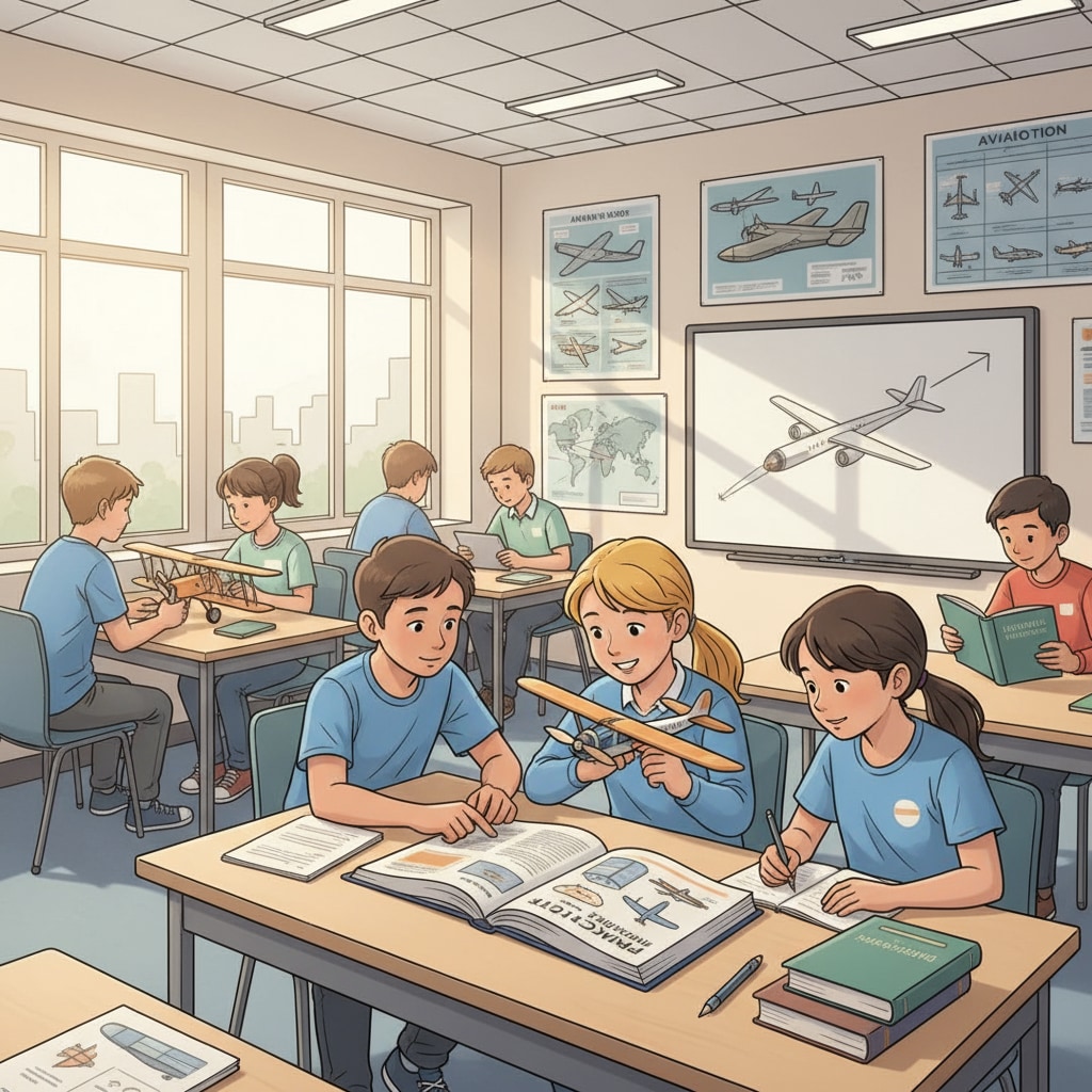 Students developing pilot skills, decision - making abilities, and situational awareness in a classroom