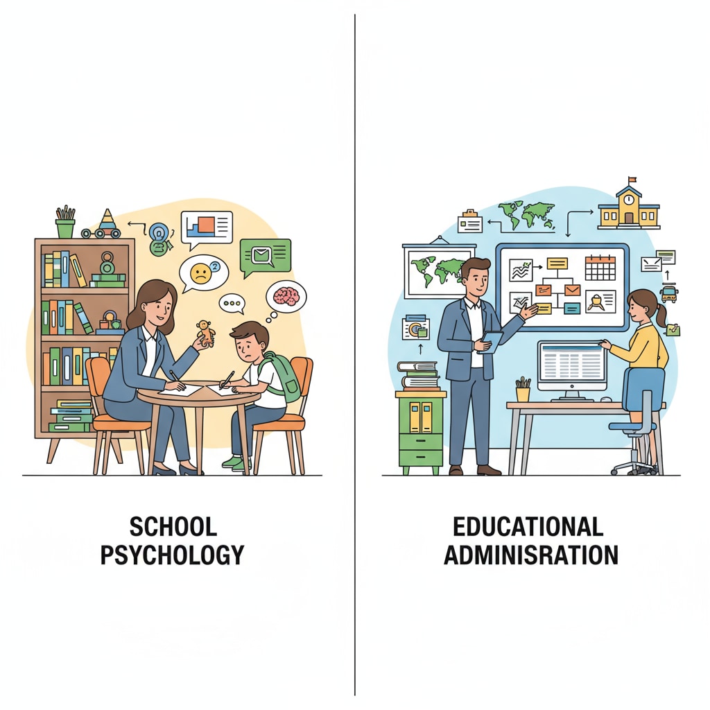 A visual representation of the career choices between school psychology and educational administration.