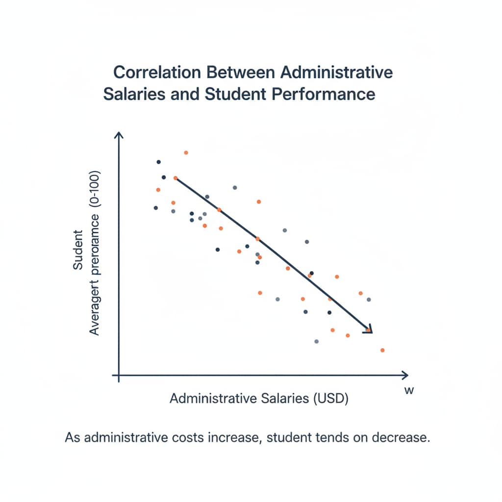 Graph showing the relationship between administrative salaries and student performance
