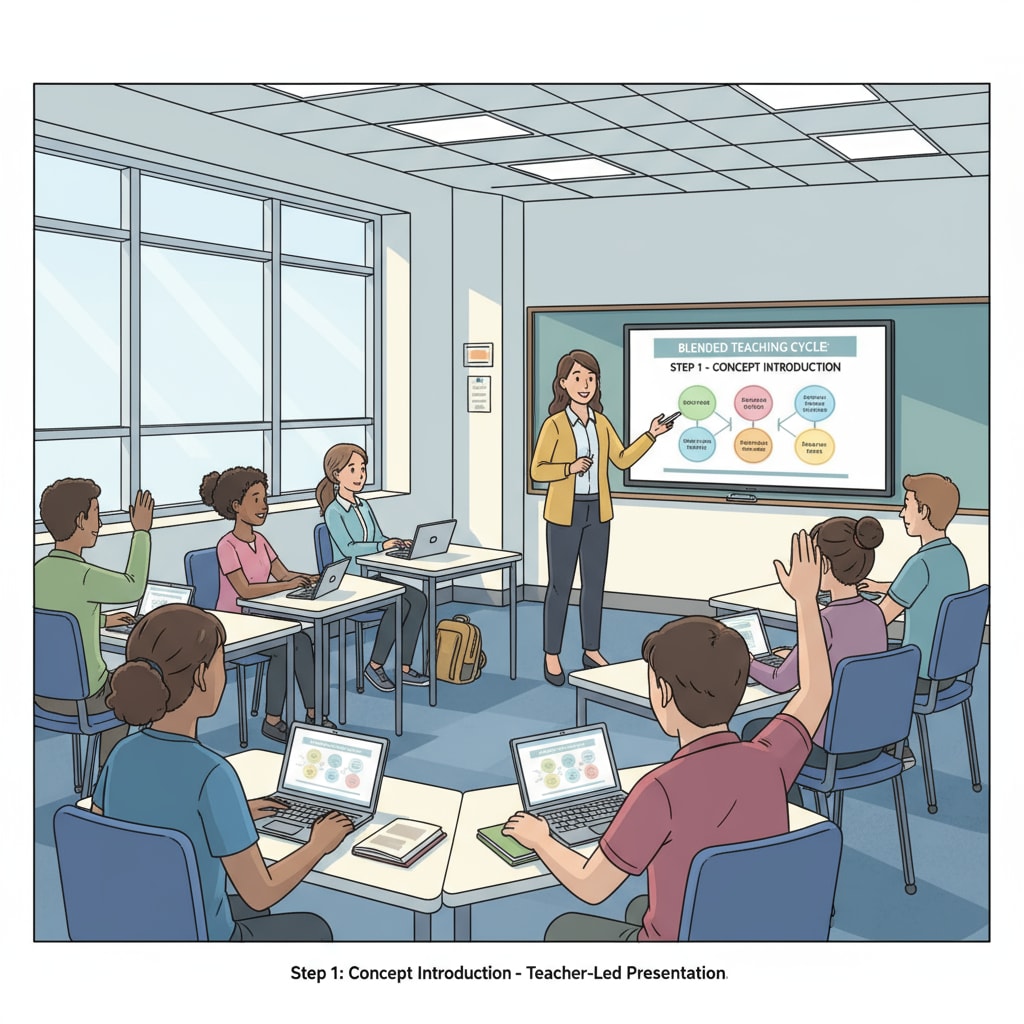 Illustration of the first step of the Blended Teaching Cycle Theory