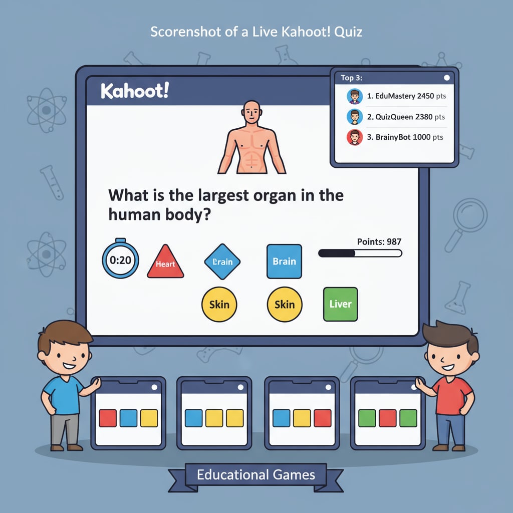 Kahoot! quiz in progress for classroom learning and student engagement.